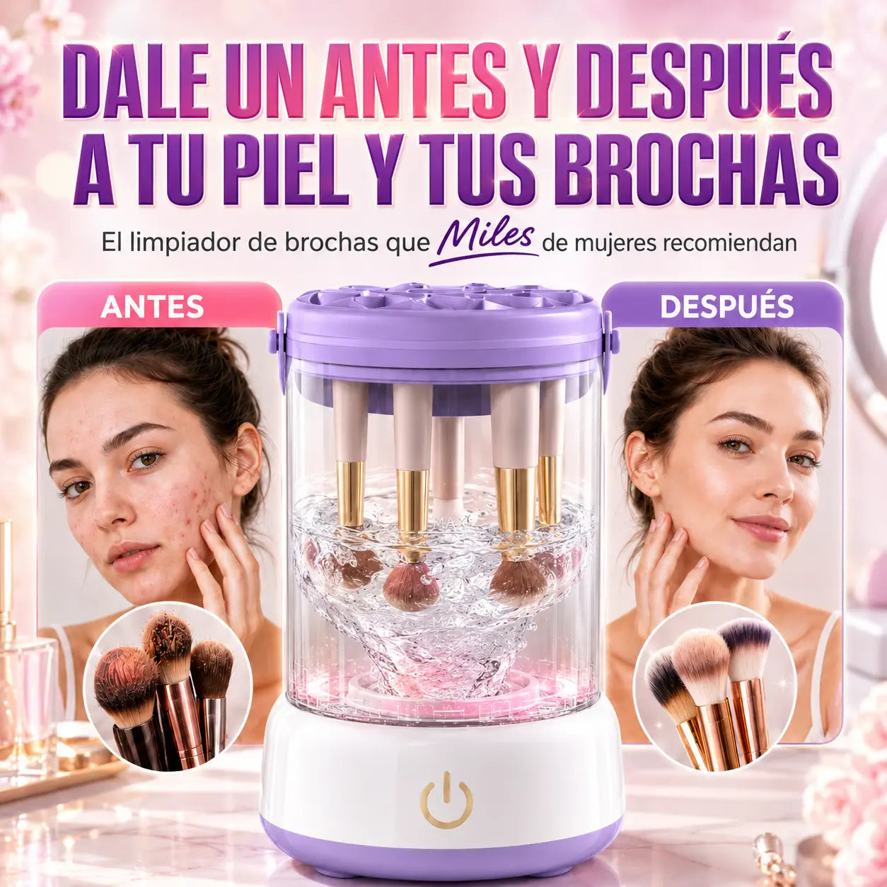 Limpiador De Brochas | Piel más cuidada y brochas limpias en minutos ✨