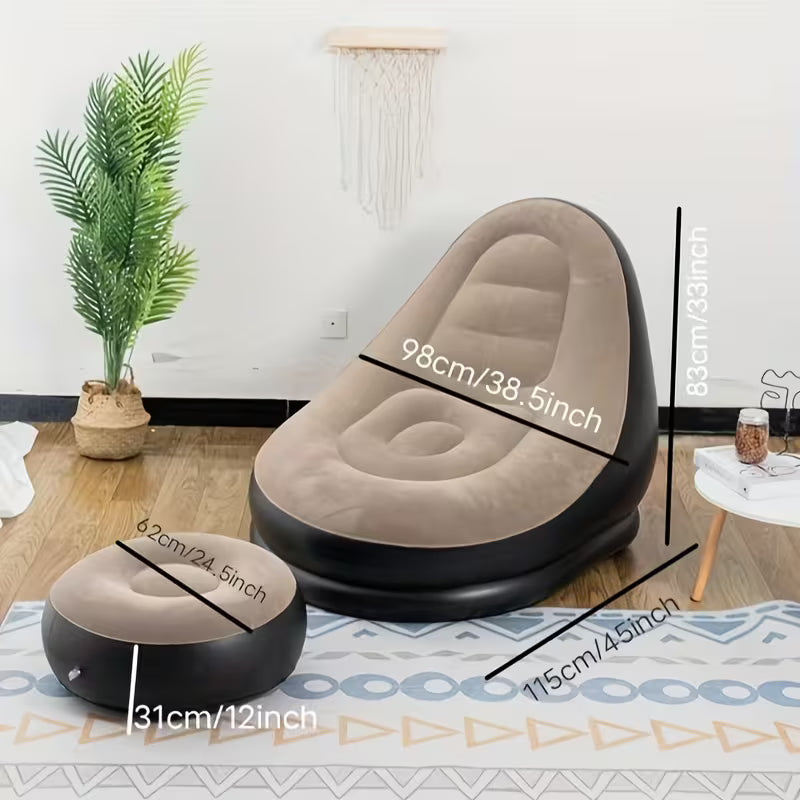 COMBO: Sillón Inflable + Reposapiés | Crea tu zona de descanso en minutos
