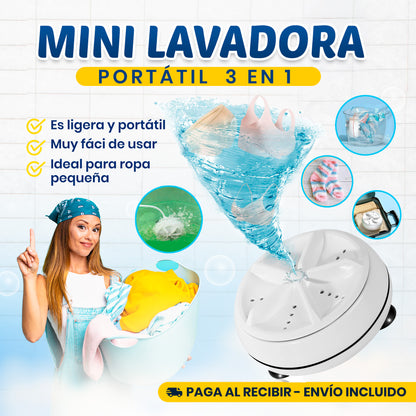 Mini Lavadora Portátil | Lavá ropa, trastes y verduras fácilmente