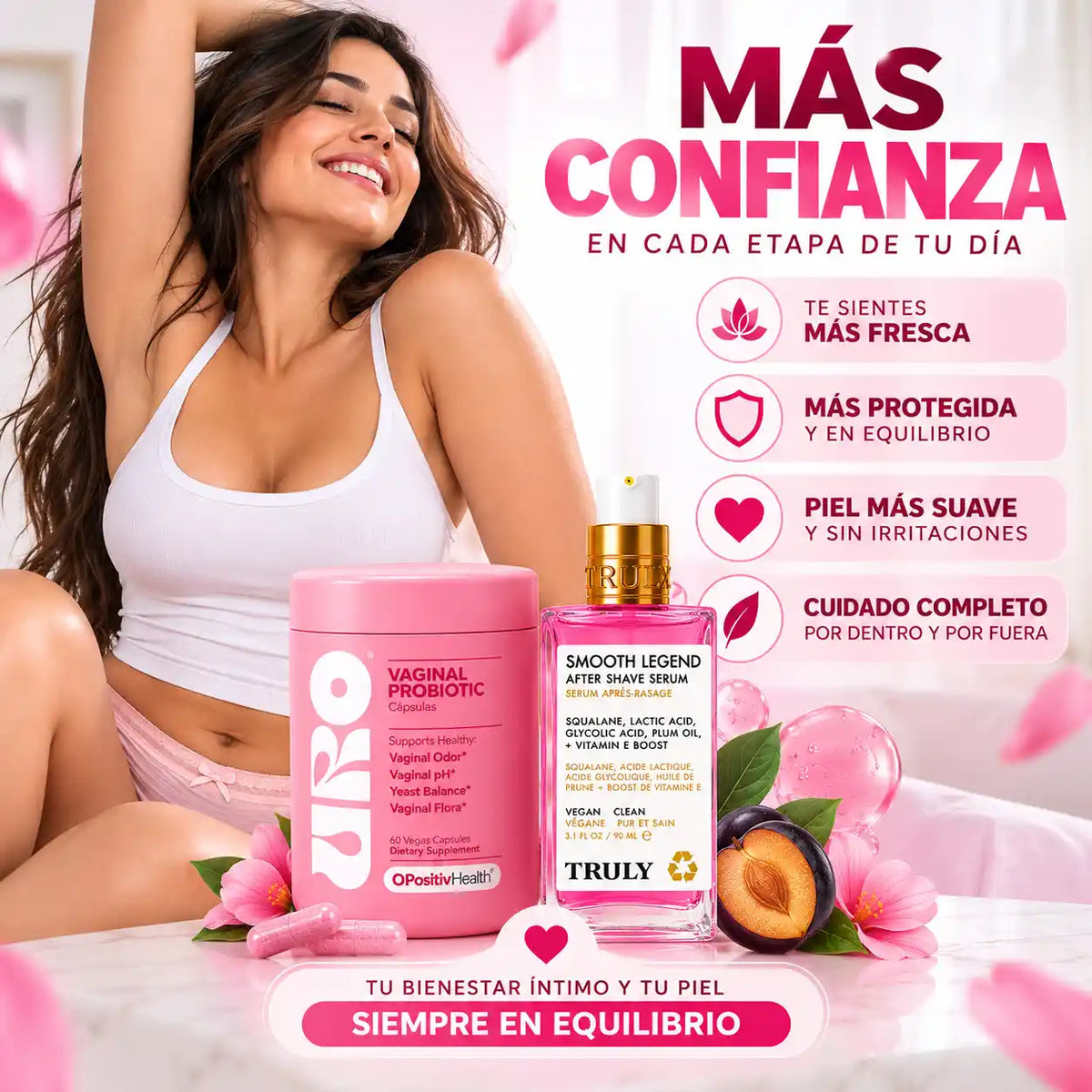 Mujer fresca, cómoda y segura de sí misma