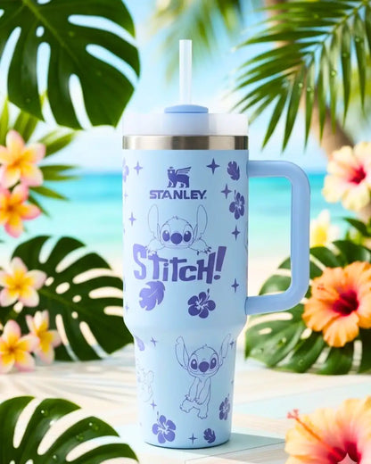 TERMO TIPO STHANLEY DE STICH | Lleva tu bebida fría o caliente por horas y con estilo🌺