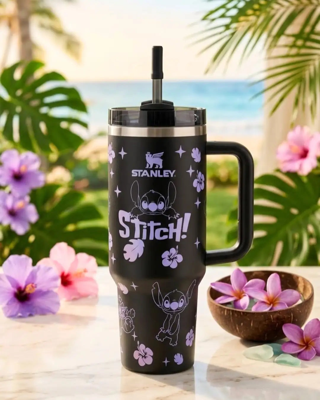TERMO TIPO STHANLEY DE STICH | Lleva tu bebida fría o caliente por horas y con estilo🌺
