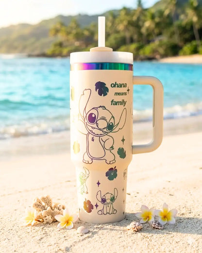 TERMO TIPO STHANLEY DE STICH | Lleva tu bebida fría o caliente por horas y con estilo🌺