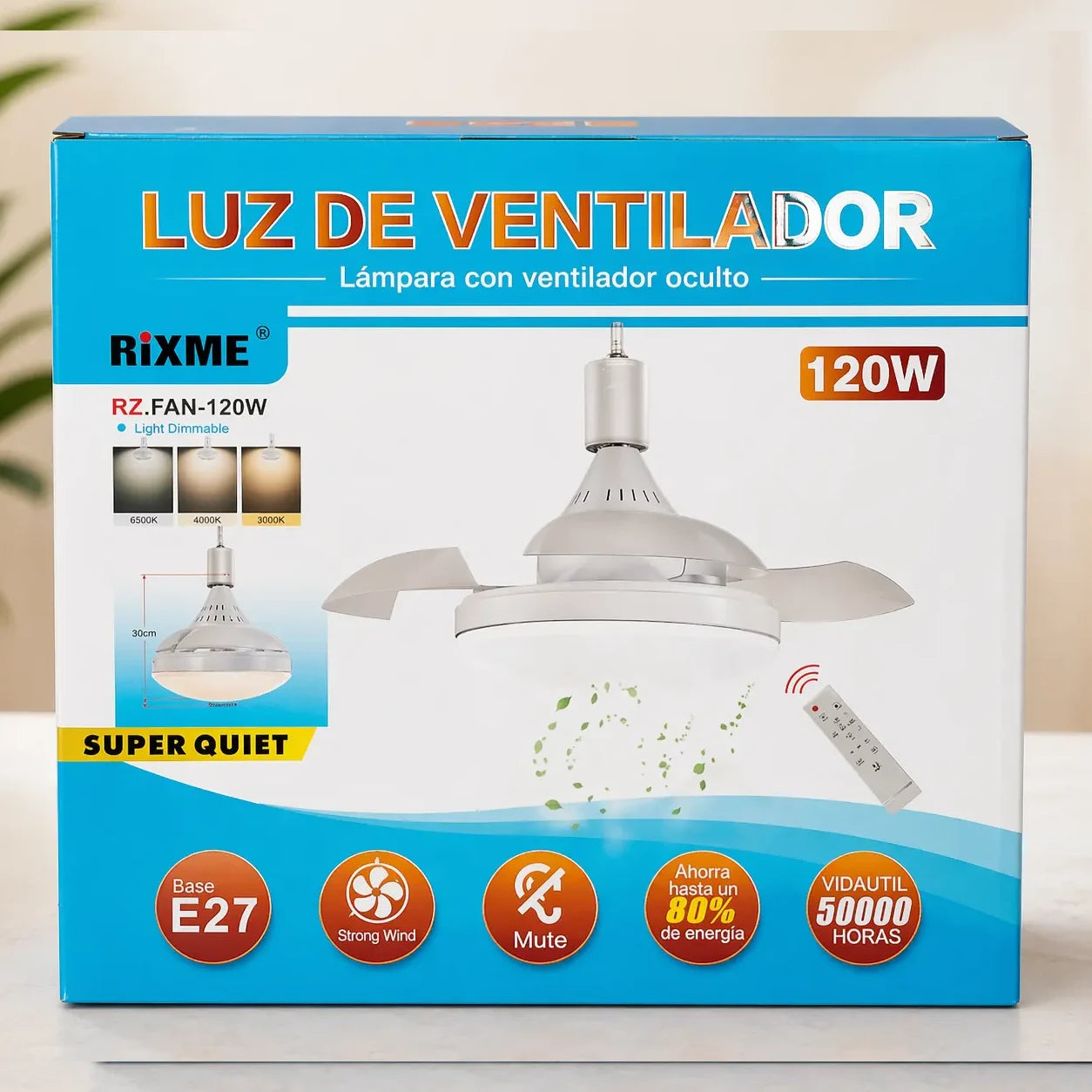 VentiLux® | Ventilador y Lampara 2 en 1 | Con control, Sin cableado, ni instalaciones complejas