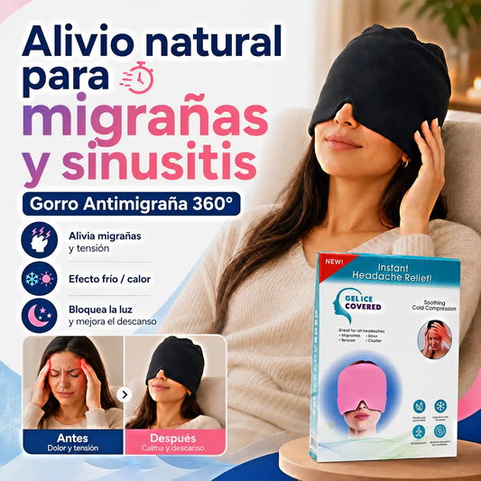 Gorro Antimigrañas 360°: Frío, presión suave y descanso alivio en minutos