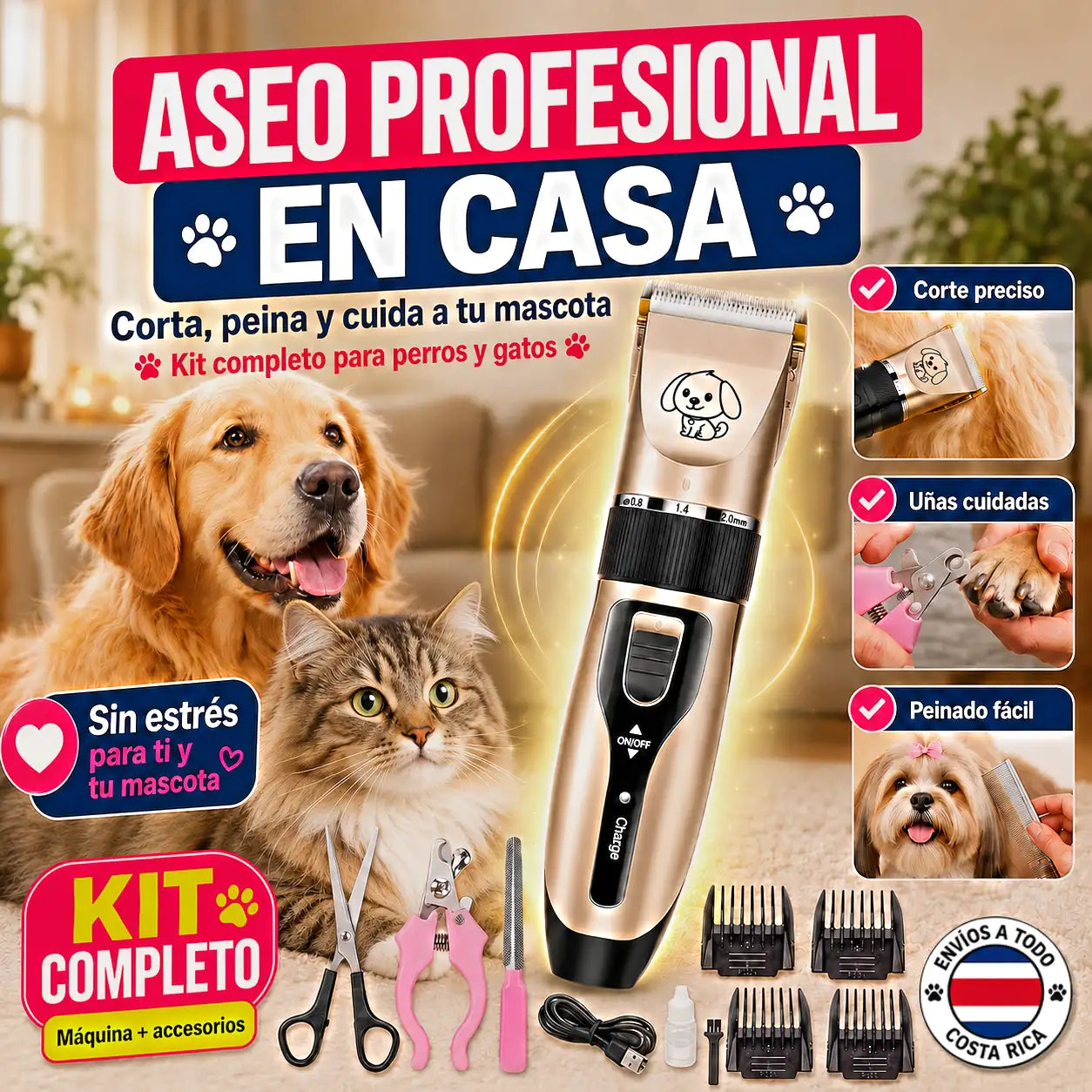 Kit Mantenimiento Completo: Retoca, Corta y Mantén el pelaje limpio de tus Mascotas