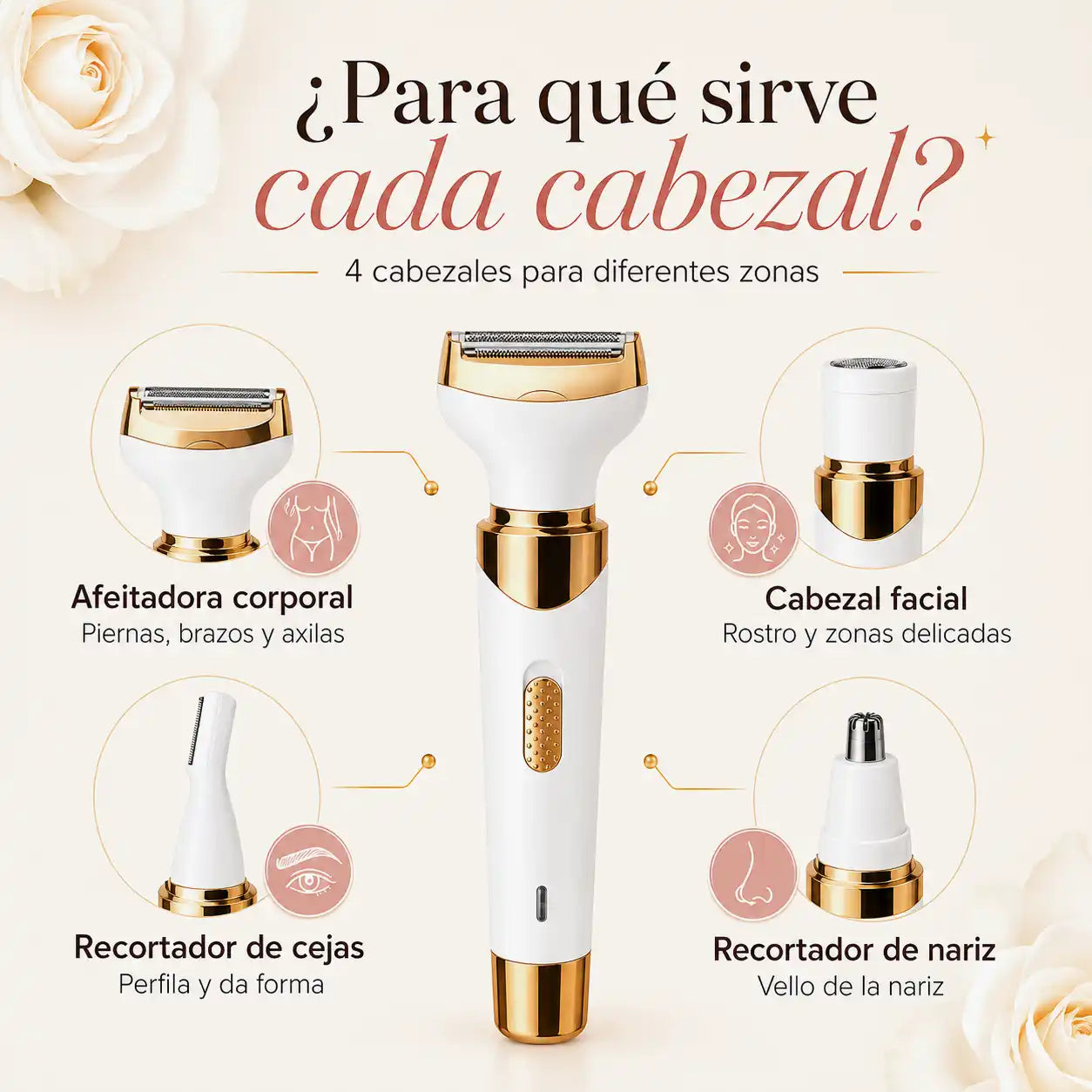 Depiladora 4 en 1 | Elimina el vello sin dolor ni irritación 🤩👌