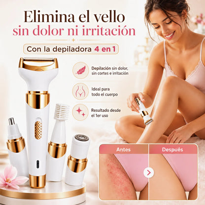 Depiladora 4 en 1 | Elimina el vello sin dolor ni irritación 🤩👌