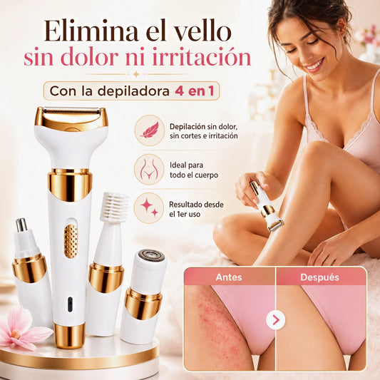 Depiladora 4 en 1 | Elimina el vello sin dolor ni irritación 🤩👌