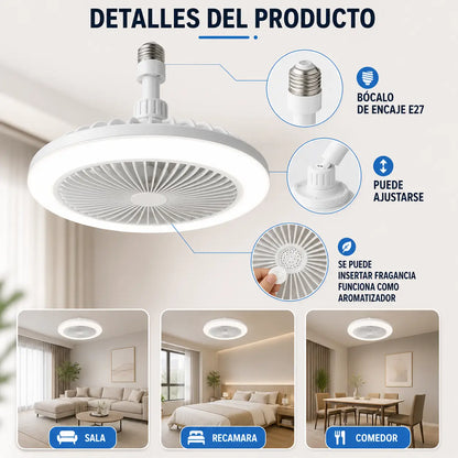 VentiLux® | Ventilador y Lampara 2 en 1 | Sin cableado ni instalaciones complejas