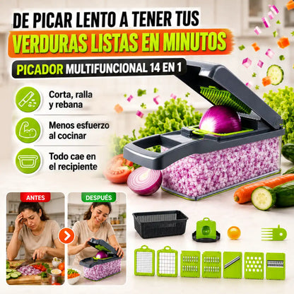 PICADOR DE VERDURAS 14 EN 1 MULTIFUNCIONAL | AHORRA MUCHO TIEMPO EN LA COCINA