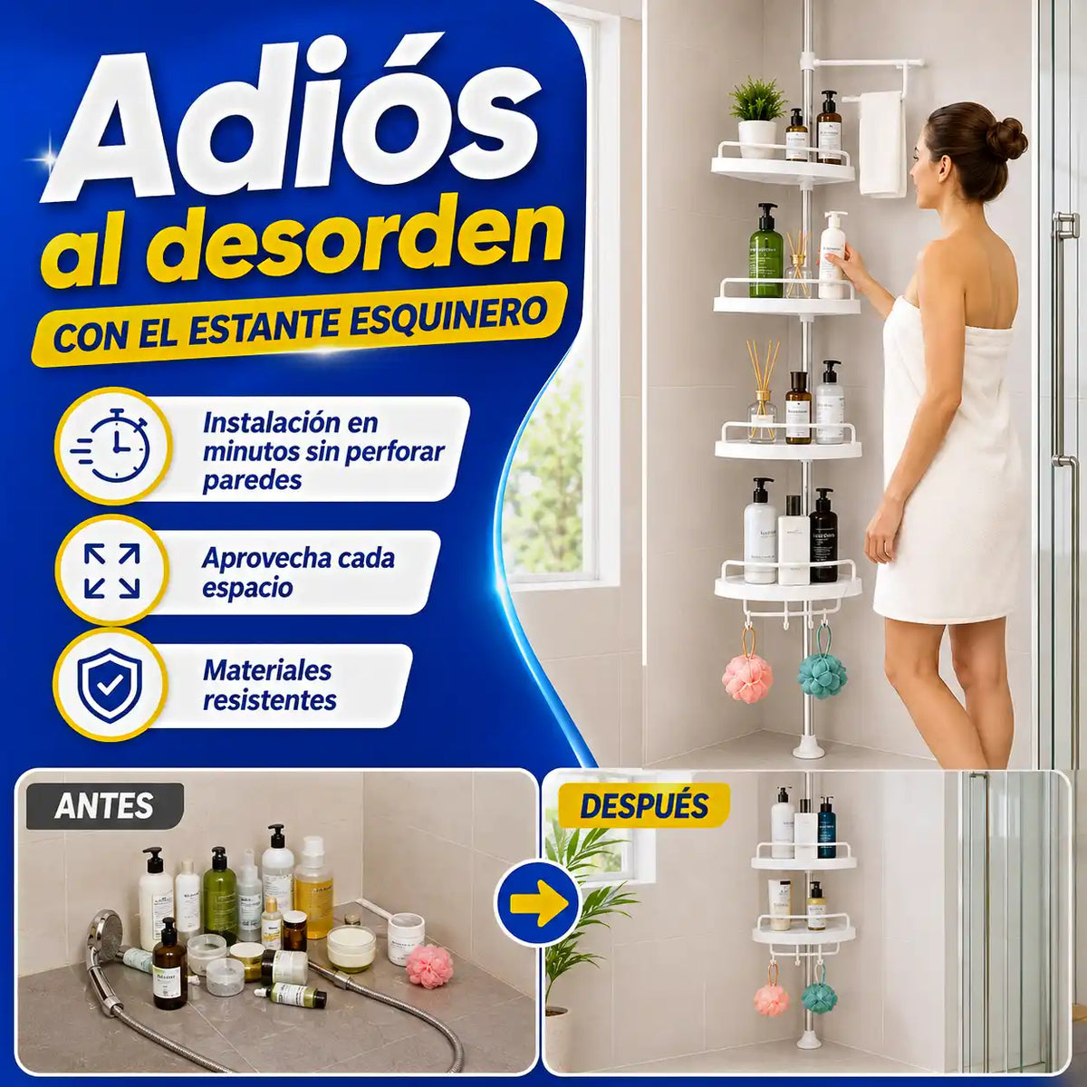 ESTANTE ORGANIZADOR ESQUINERO | ORDENA TU BAÑO SIN ABRIR UN SOLO HUECO
