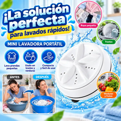 Mini Lavadora Portátil | Lavá ropa, trastes y verduras fácilmente