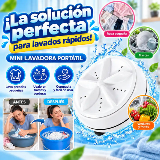 Mini Lavadora Portátil | Lavá ropa, trastes y verduras fácilmente