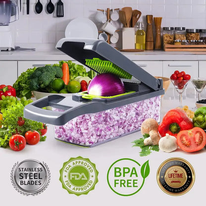 PICADOR DE VERDURAS 14 EN 1 MULTIFUNCIONAL | AHORRA MUCHO TIEMPO EN LA COCINA